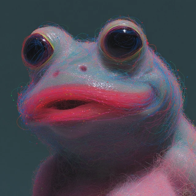 Abstract Frog Illustration in Pink Suit
