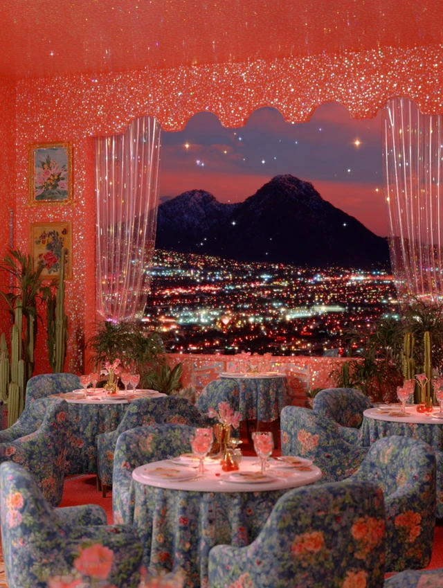 Retro Event Hall Dreamlike Arizona Night Vaporwave