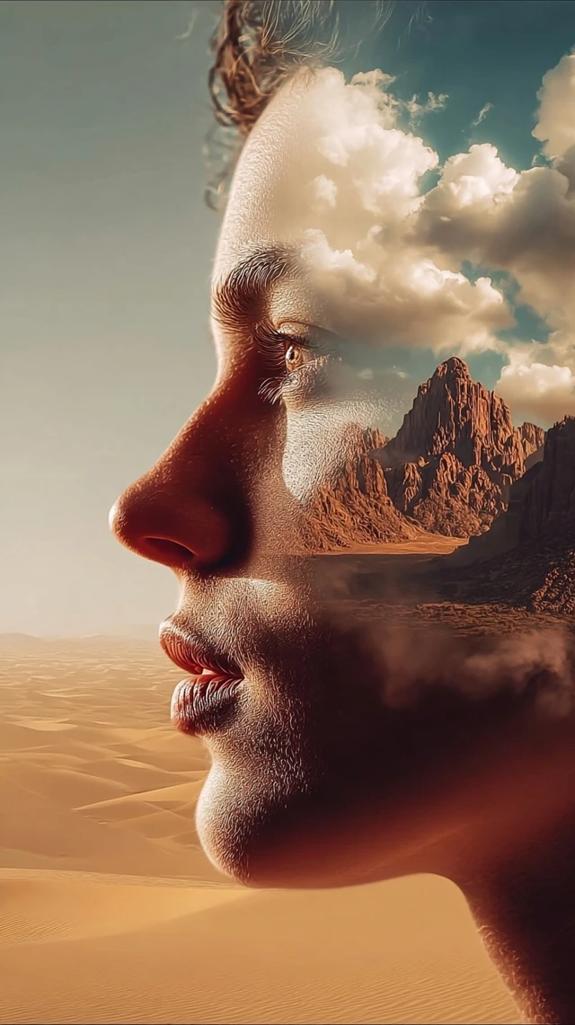Surreal Face Landscape Digital Art