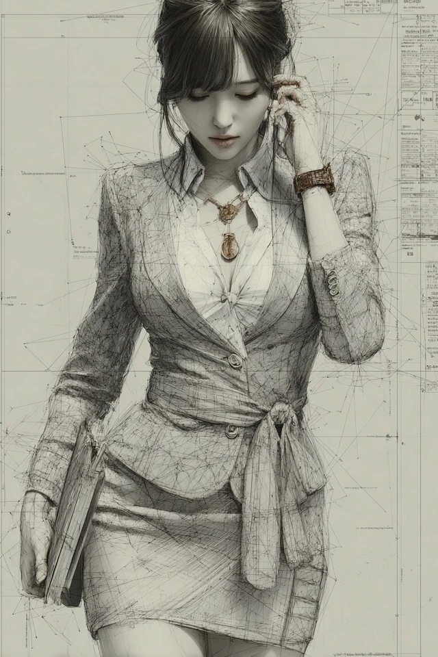Office Lady Wireframe Digital Art