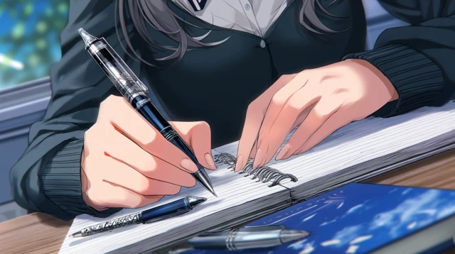 Anime Notebook Drawing Heart Mark Close Up