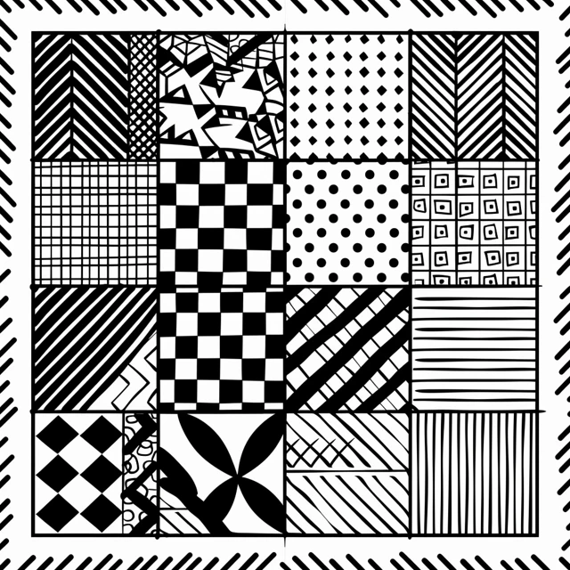Black and White Patchwork Tile Pattern Design