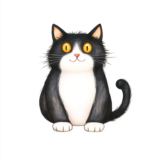 Cute Watercolor Cat Illustration For Kids