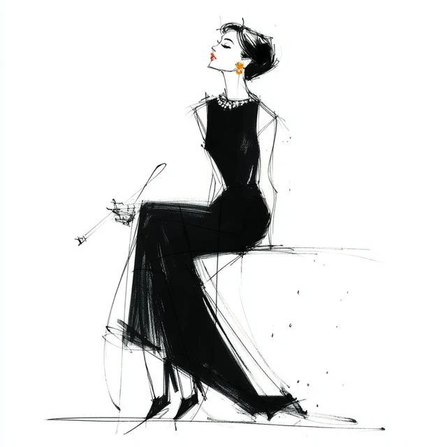 Audrey Hepburn Breakfast at Tiffanys Minimalist Sketch