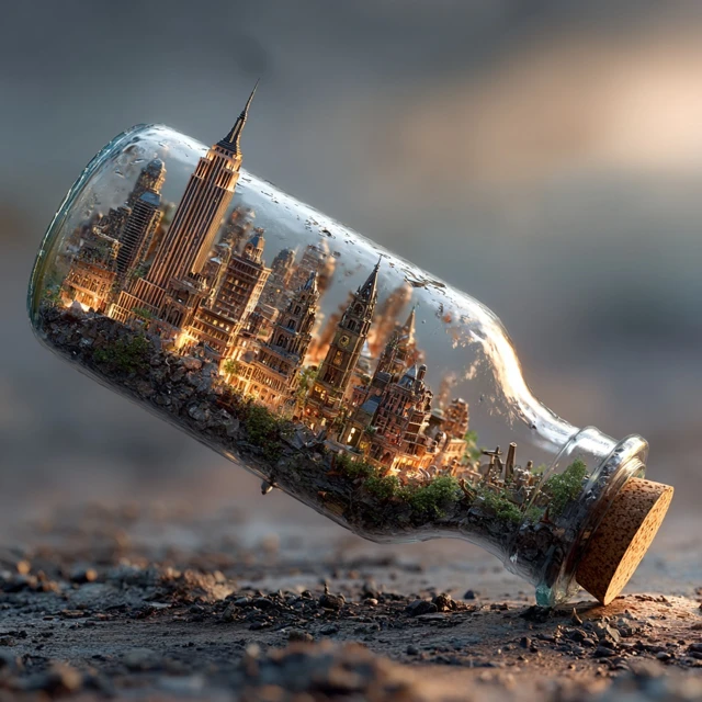 Miniature New York City in a Bottle