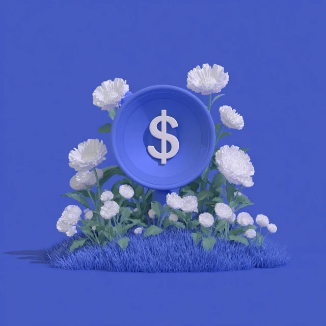 Attention Economy Illustrated Dollar Symbol and Flowers