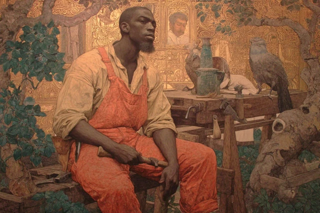 Black Carpenter Painting, National Romanticism