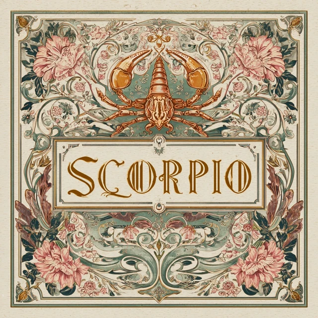 Art Nouveau Scorpio Zodiac Illustration Tarot Aesthetic