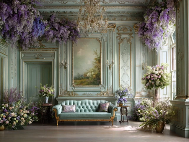 Elegant Room Lavender Flowers and Panel Walls