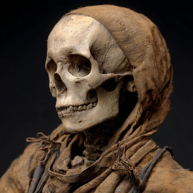 Mummified Skeleton Realistic Depiction of Suffering
