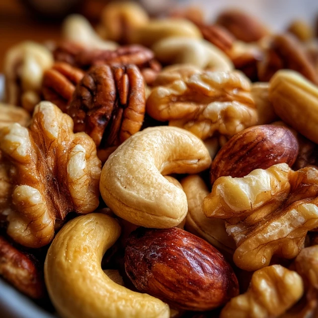 Delicious Close Up of Mixed Nuts Cashews Walnuts