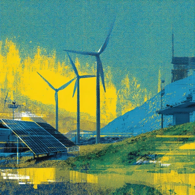 Greentech Illustration Wind and Solar Power