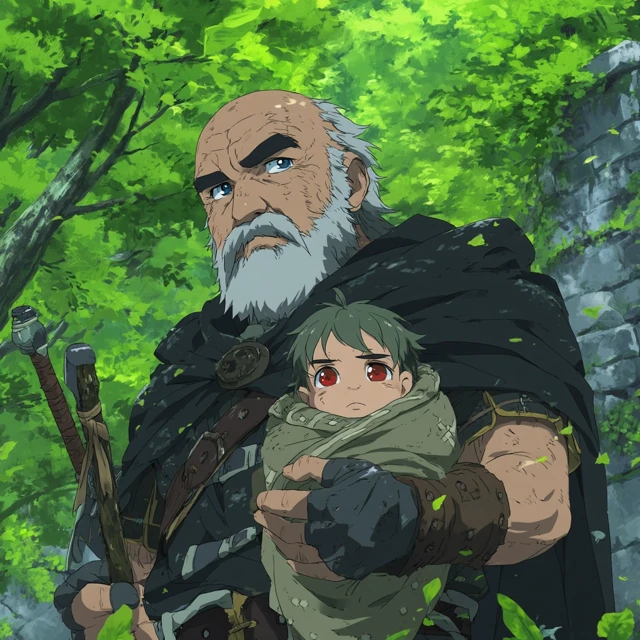 Anime Old Man and Baby: Forest Journey