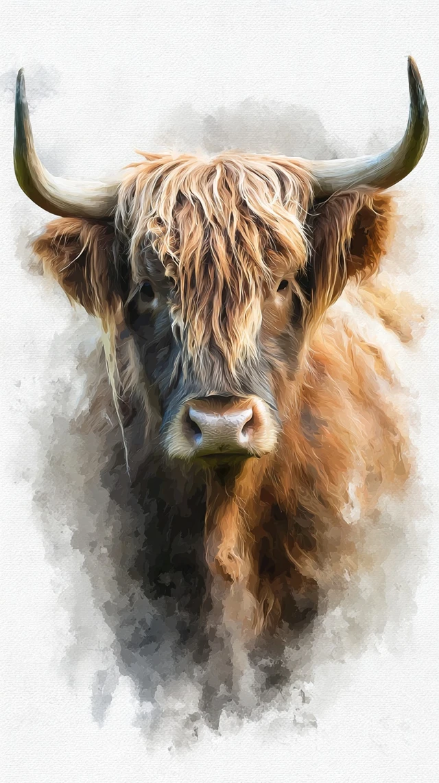 Highland Cow Watercolor Painting Art Print