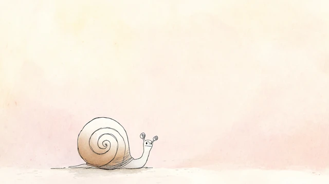 Cute Cartoon Snail Watercolor Illustration Ghibli Style