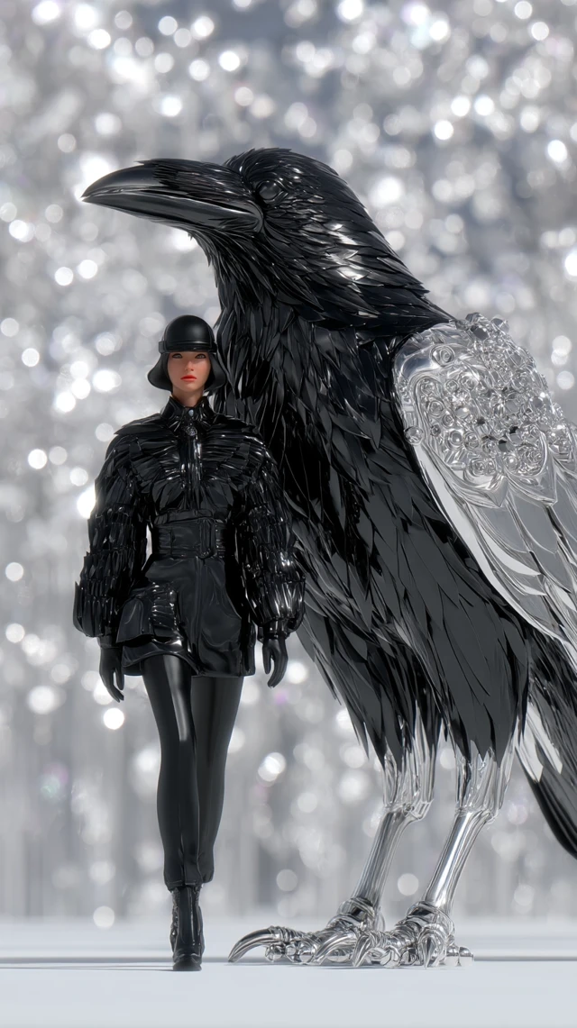 Majestic Raven Prada Style Photorealistic Art