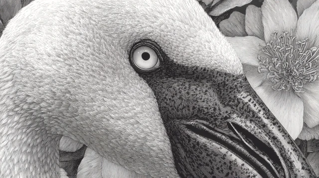 Flamingo Coloring Book Detailed Floral Illustration