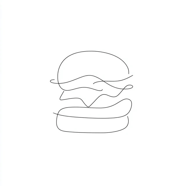 Minimalist Cheeseburger One Line Drawing