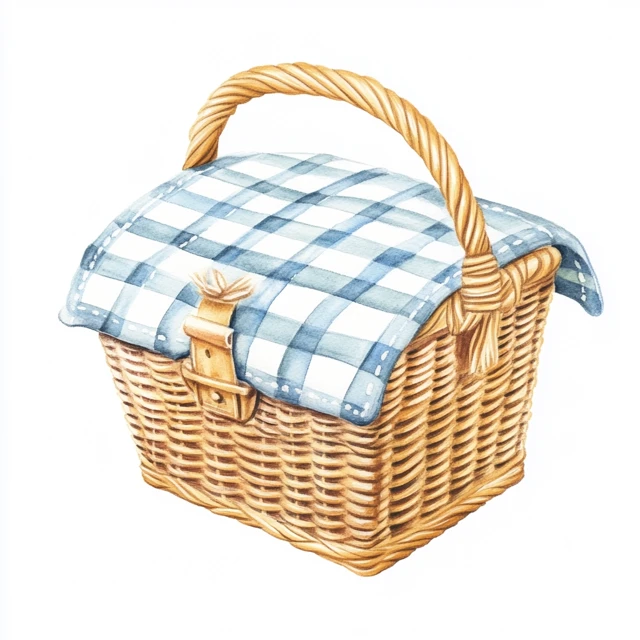 Charming Cartoon Picnic Basket Clip Art
