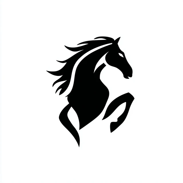Simple Horse Logo Black and White Design