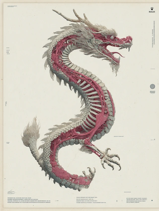 Chinese Dragon Anatomy Poster Realistic Art