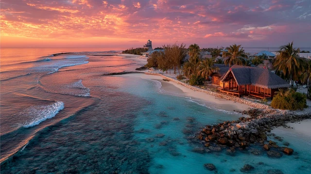 Maldives Drone Sunset Paradise