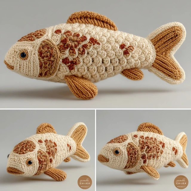 Crochet Carp Handmade Toy Fish Studio Photography