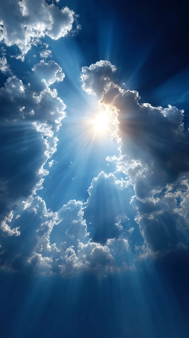 Heavenly Sky with Radiant Sunburst HDR