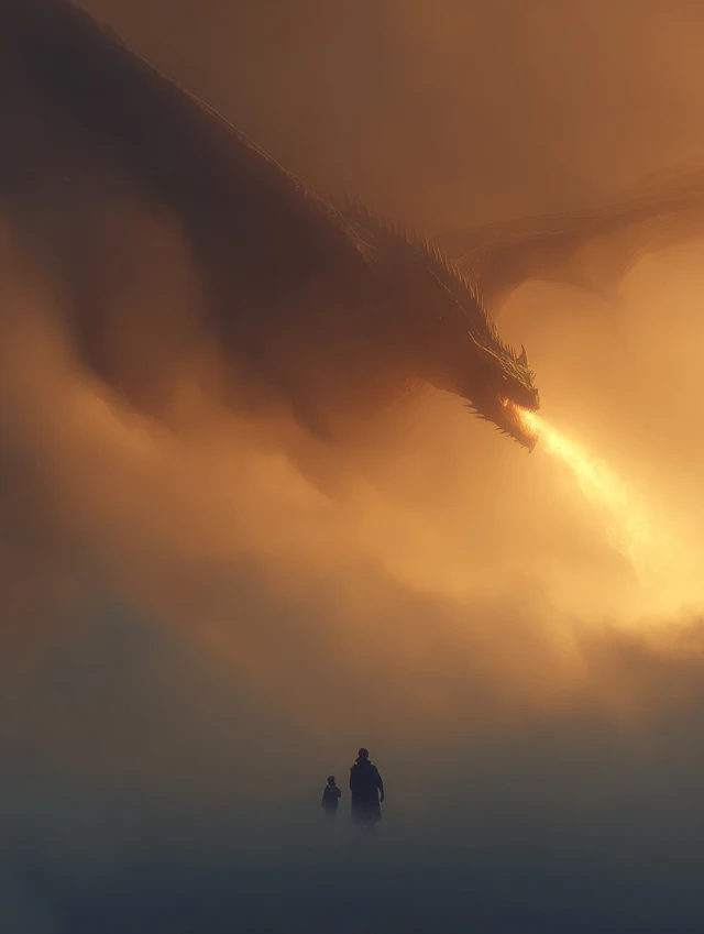 Dragon in the Fog A Realistic Fantasy Scene