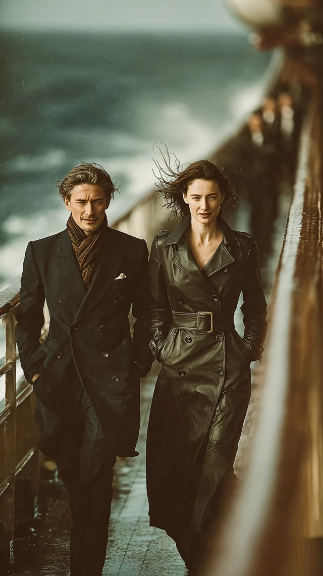 French Couple Luxury Cruise Fashion Portrait