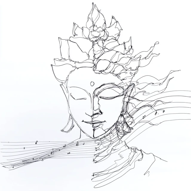Zen Meditative Figure Line Art