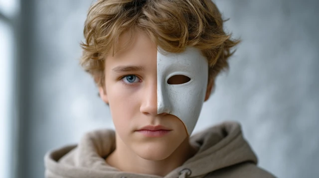 Boy with Mask Minimalist Photo