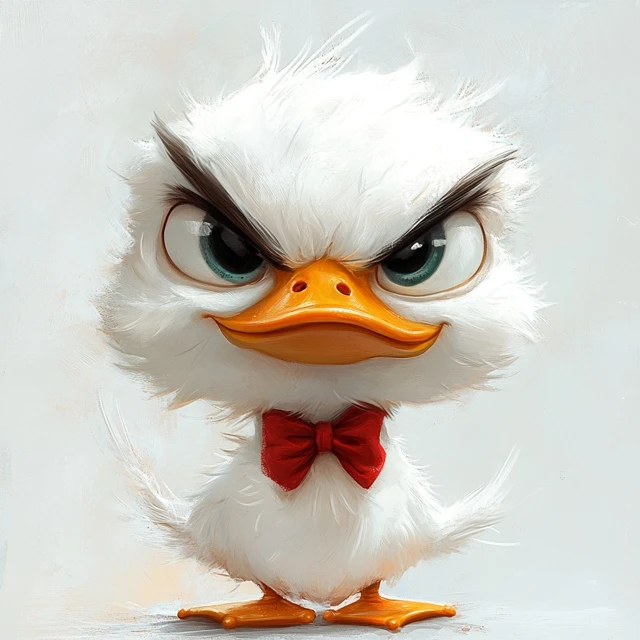Angry Cute Pixar Duck Bowtie Concept Art