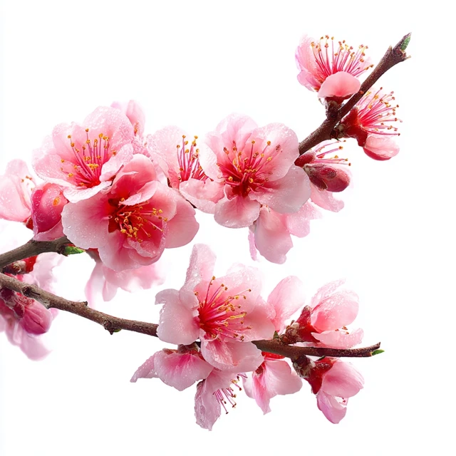 Peach Blossoms on White HD
