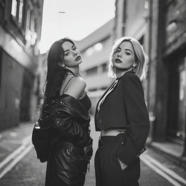 Fashion Forward Women Black and White Photo