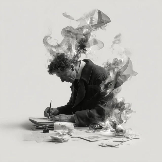 Shadowy Figure Writing Letter Egon Schiele Inspired Art