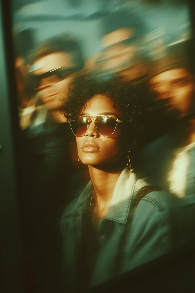 Woman on Subway Stillness in Motion