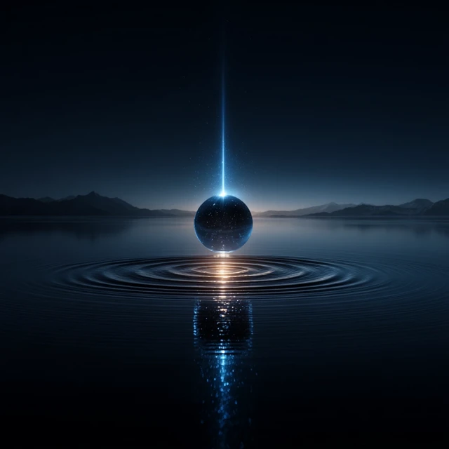 Glowing Sphere Over Water Minimalist Icon