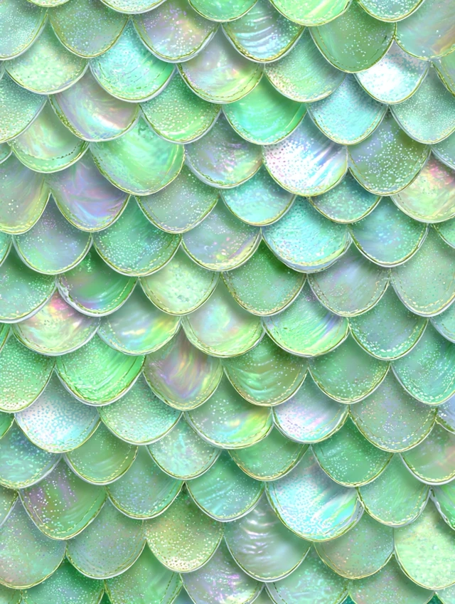Pastel Green Mermaid Scale Pattern Shiny and Glittery