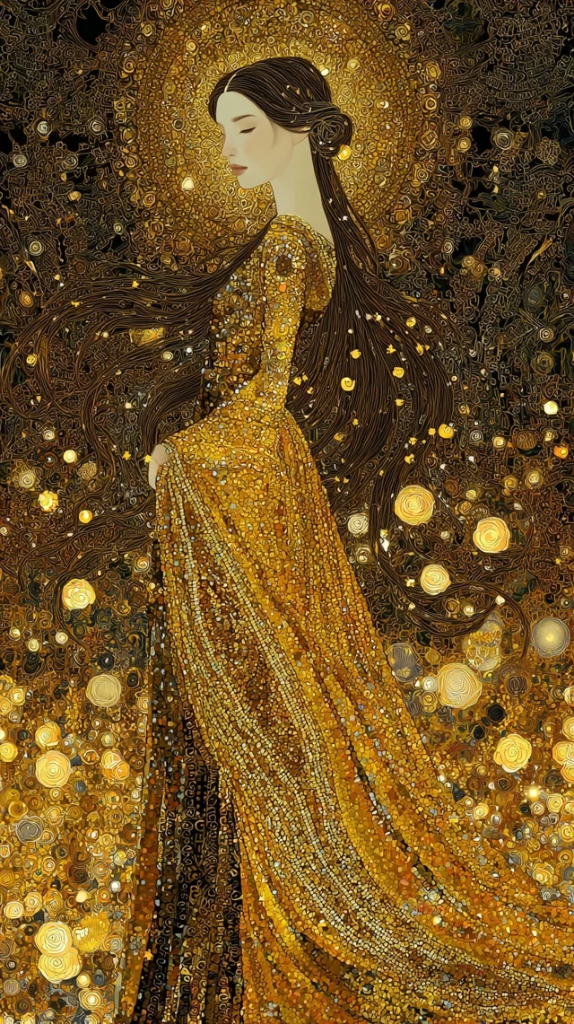 Gustav Klimt Inspired Crocheted Woman Fantasy Art