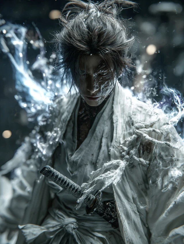 Aizen Bleach Hyperdetailed Portrait Dramatic Pose