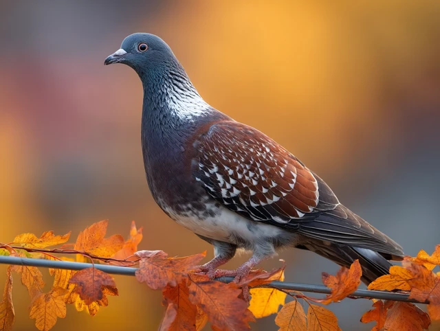 Autumn Pigeon on a Wire