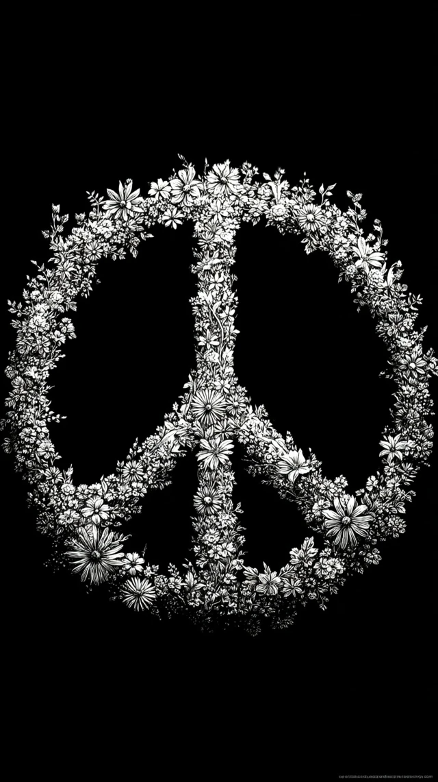 Peace Sign Silhouette Vector Illustration
