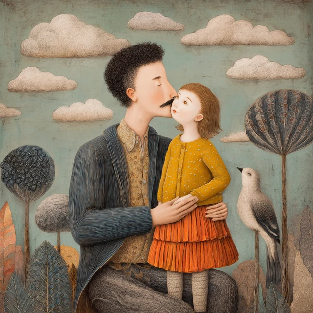 Father and Child Whimsical Illustration Love