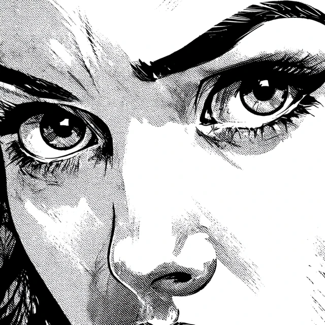 Dramatic Comic Book Illustration of a Womans Eyes