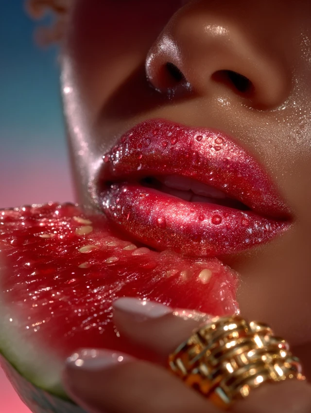 High Fashion Beauty: Model with Watermelon