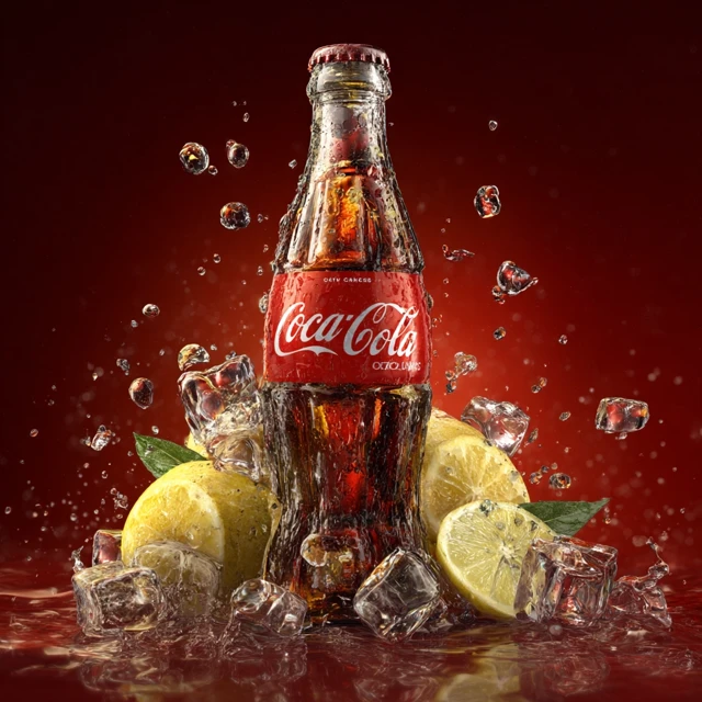 Coca Cola Refreshing Summer Drink with Ice and Lemon