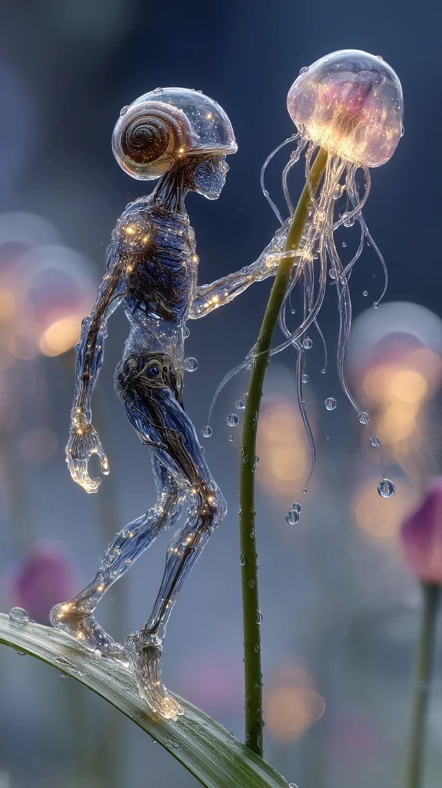 Waterman on Dewy Grass Surreal Fantasy Art