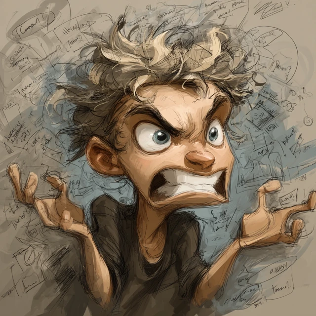Stressed Out Person Caricature Illustration Art