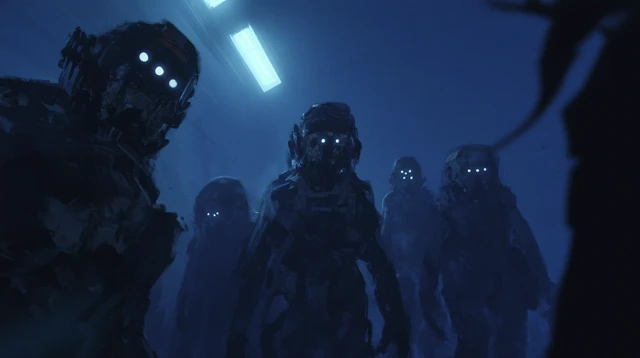 Scifi Horror Cyborg Astronauts Staring POV